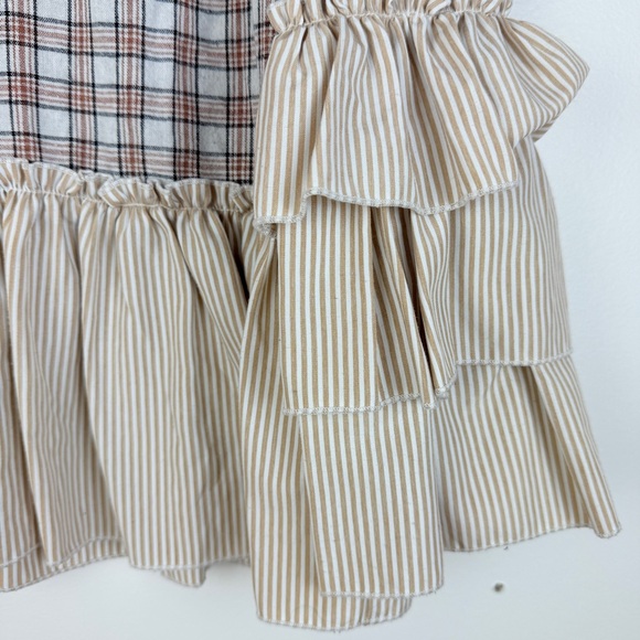 English Factory Plaid Ruffle Sleeve Peplum Blouse Cottagecore Preppy - Picture 5 of 7